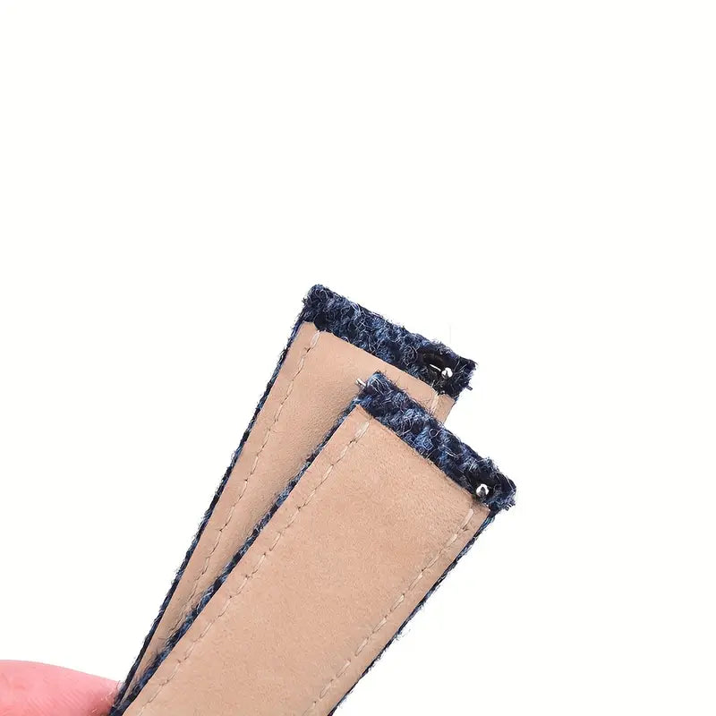 Correa de Reloj de Cuero y Denim Azul con Quick Release — 22 mm