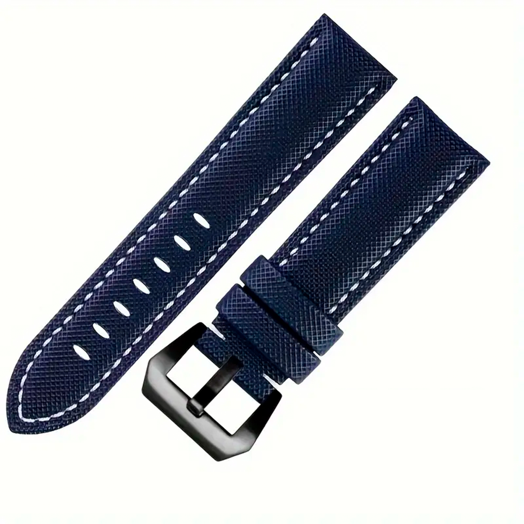 Correa de Reloj Azul — Patrón de Fibra de Carbono en Nylon, 22 mm