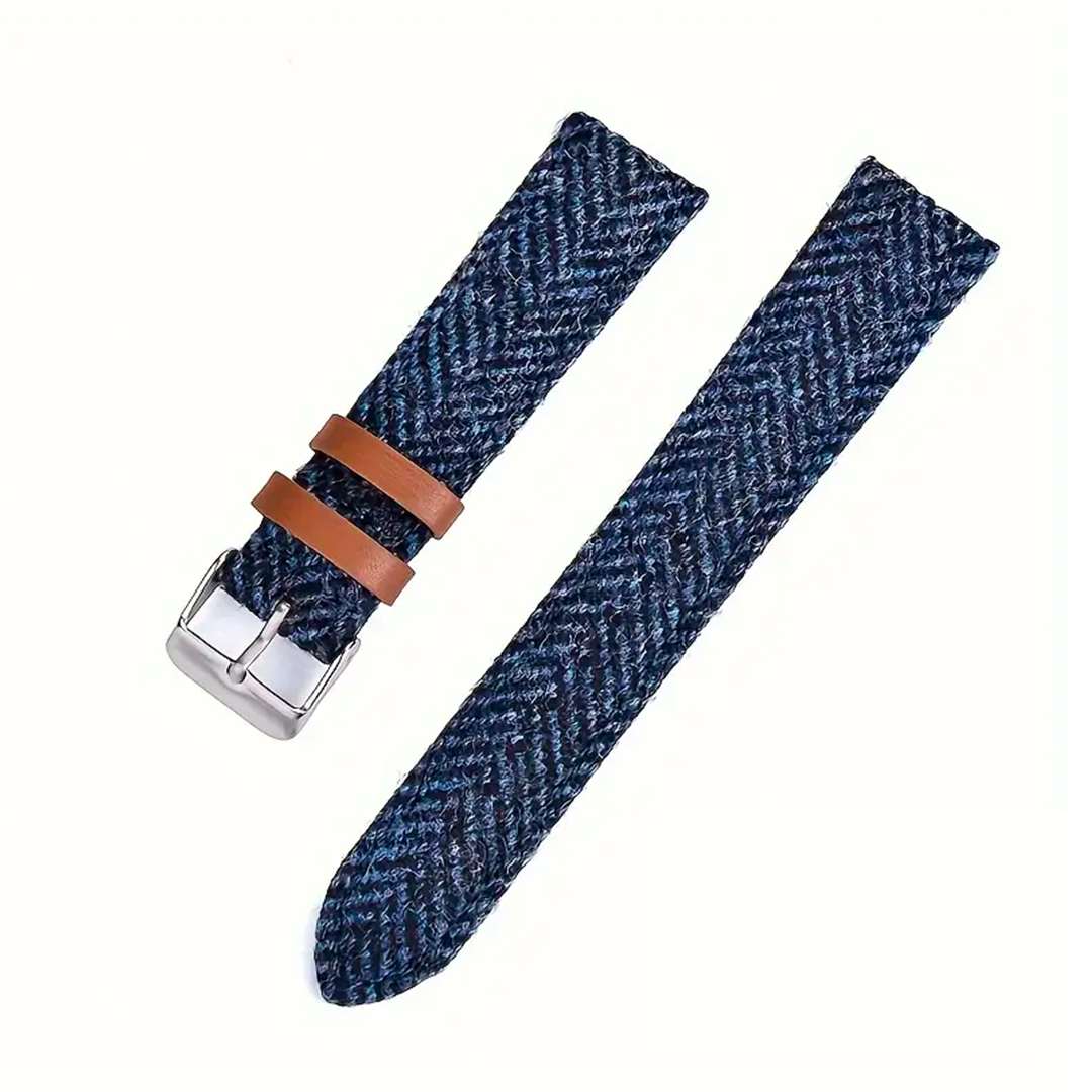 Correa de Reloj de Cuero y Denim Azul con Quick Release — 22 mm